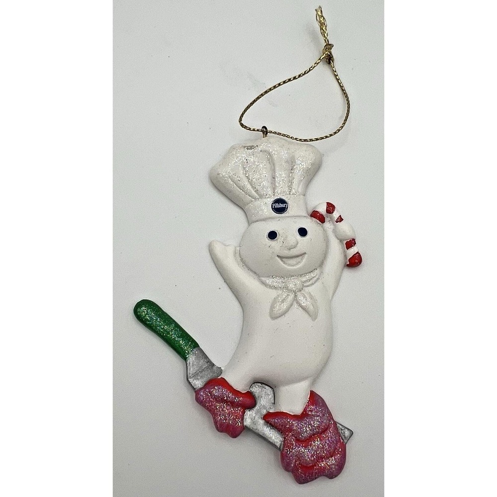 Pillsbury Doughboy Poppin Fresh Kurt Adler Ornament Glitter 1998 Vintage EUC
